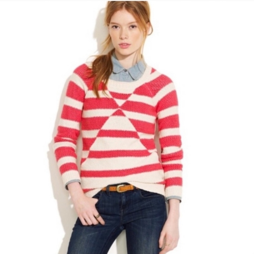 Madewell Wallace Prism Open Coral Sweater